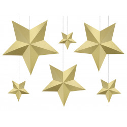 Dekorační hvězdy zlaté 6ks